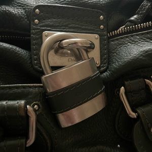 authentic Chloe green leather shoulder bag